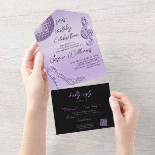 Glitzy Lilac & Black 30års födelsedag QR-kod