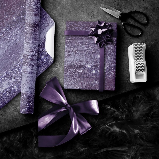 Glitzy Minimalist | Violet Lila Gnistra Glitter Presentpapper (Skapare uppladdad)