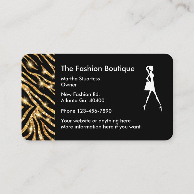 Glitzy modeBoutiquedesign Visitkort (Framsida)