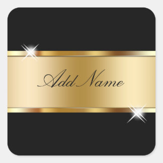 Glitzy Monogram Sticker Labels "monogramstad stad" Fyrkantigt Klistermärke