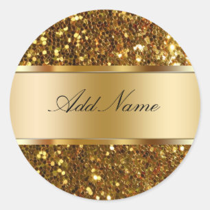 Glitzy Monogramklistermärkeetiketter Runt Klistermärke