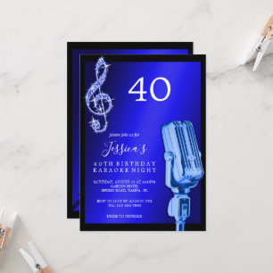 Glitzy Music Note & Microphone Karaoke Birthday Inbjudningar