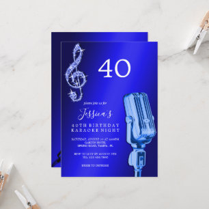 Glitzy Music Note & Microphone Karaoke Birthday Inbjudningar