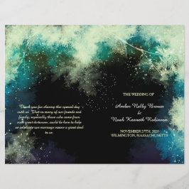 Glitzy Mystic Forest Indie Bröllop BiFold-program
