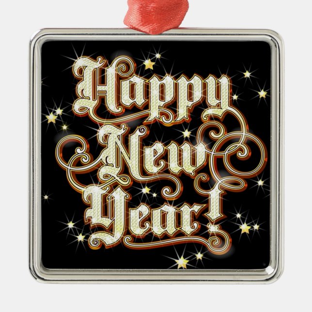 Glitzy Nyår Julgransprydnad Metall (Framsidan)