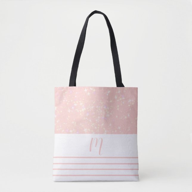 Glitzy Peach Monogrammed Tygkasse (Framsida)