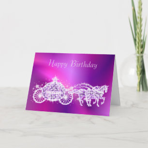 Glitzy Princess Lila Coach & Horses Birthday Kort