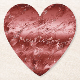 Glitzy Red Ombre Marble Underlägg Papper