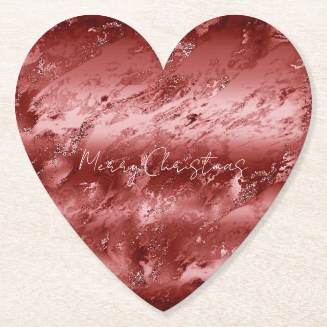 Glitzy Red Ombre Marble Underlägg Papper (Framsida)