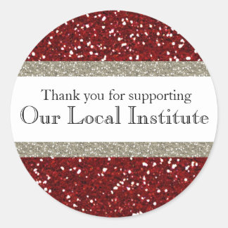 Glitzy Red Silver Personlig Seal Runt Klistermärke