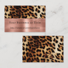 Glitzy Ro Guld Cream Brown Leopard Visitkort