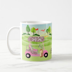 Glitzy Roligt Golf Cart Course Personalize Coffee  Kaffemugg
