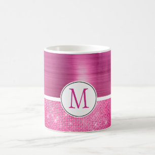Glitzy Rosa Glam Gnistra Monogram Kaffemugg