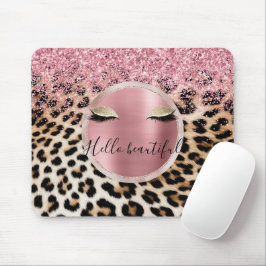 Glitzy Rosa Glitter Guld Eyelaskleopard Musmatta