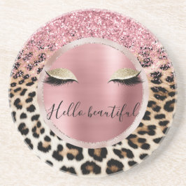 Glitzy Rosa Glitter Guld Eyelaskleopard Underlägg