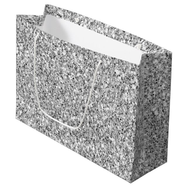 Glitzy Silver Faux Glitter (Framsidan Vinklad)