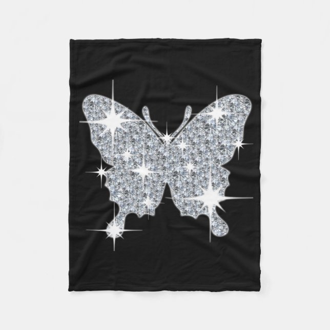 Glitzy silver gnistra  diamant Butterfly Fleecefilt (Framsidan)