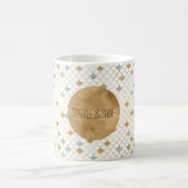 Glitzy Sjöjungfru Blue Guld Gnistra Glitter Kaffemugg