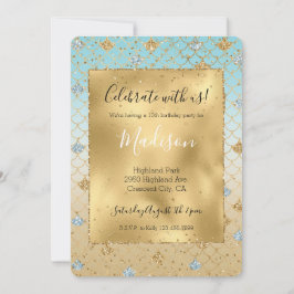 Glitzy Sjöjungfru Blue Guld Gnistra Glitter Ombre Inbjudningar