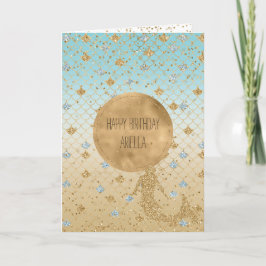 Glitzy Sjöjungfru Blue Guld Gnistra Glitter Ombre Kort