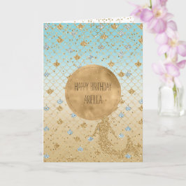 Glitzy Sjöjungfru Blue Guld Gnistra Glitter Ombre Kort