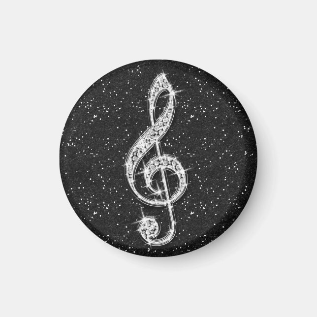 Glitzy Sparkly Diamond Music Note Magnet (Framsidan)