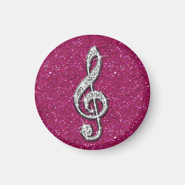 Glitzy Sparkly Diamond Music Note Magnet (Framsidan)