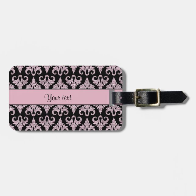 Glitzy Sparkly rosaglitterdamast Bagagebricka (Horisontell Framsida)