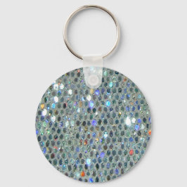 Glitzy Sparkly Silver Glitter Bling Nyckelring