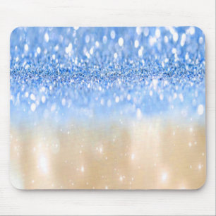 Glitzy Trendig Gnistra Blue och Guld Girly Glitter Musmatta