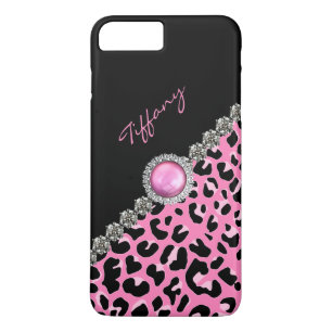 Glitzzy Rosa Jaguar Print iPhone 7 Plus Fodral