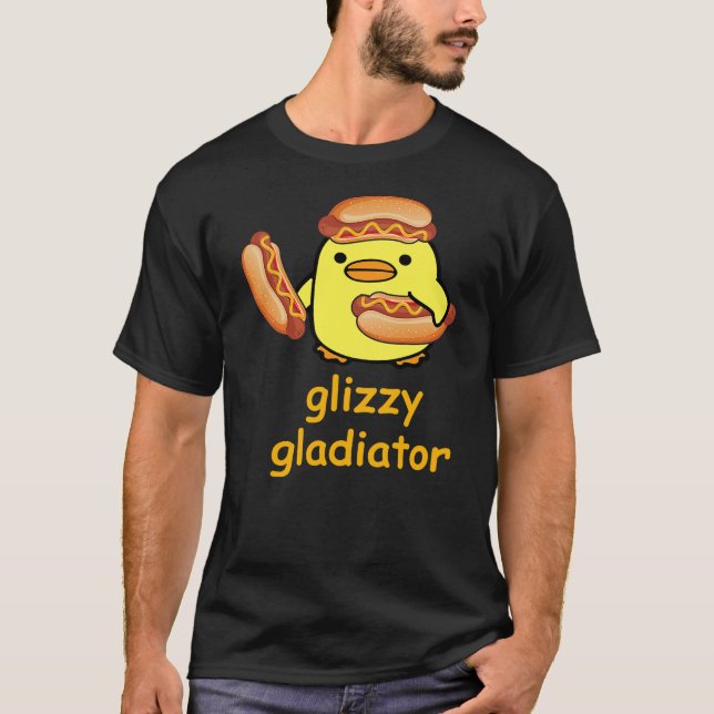 Glizzy Gladiator Duck Hotdog Meme T Shirt (Framsida)