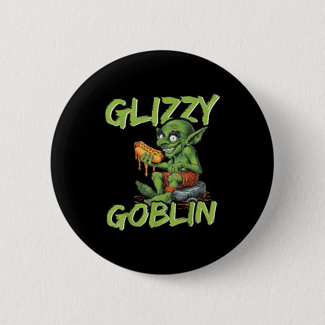 Glizzy Goblin Rolig Glizzy Gobbler Hot Dog Älskare Knapp (Framsida)