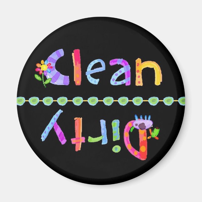 Glo Kids Clean Dirty Dishwasher Magnet (Framsidan)