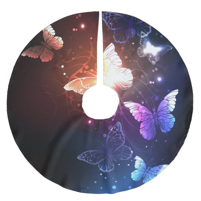 Gloande nattfjärilar julgransmatta borstad polyester (Framsidan)