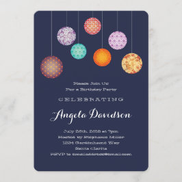 Gloande Papprare landternor födelsedagsblått Inbjudningar