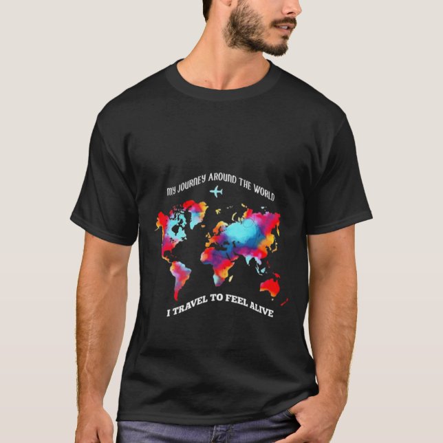Global Äventyrsfärgad Världskarta T Shirt (Framsida)