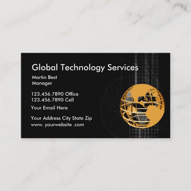 Global Business Card-mall för Technology Services Visitkort (Framsida)