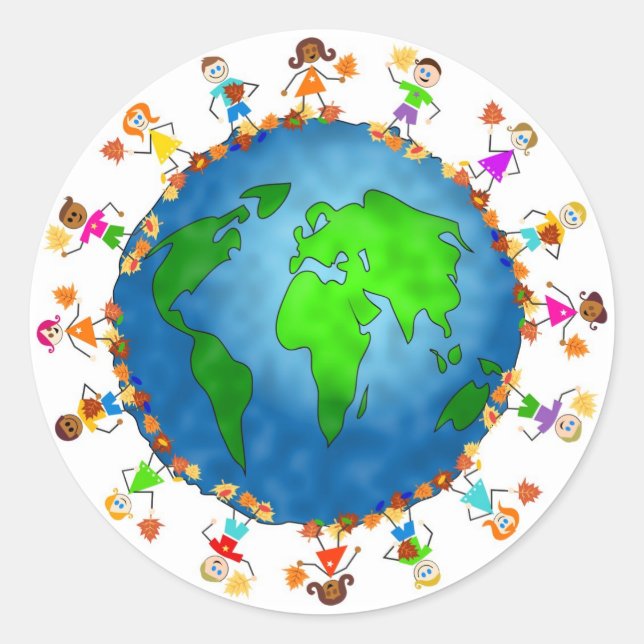 Global Fall Kids Runt Klistermärke (Framsida)