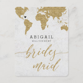 Global Foil World Map kommer du att bli Bridesmaid Inbjudningar