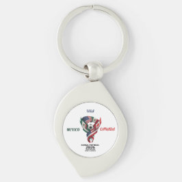 Global Football 2026 Keychain| Mexico USA Canada Swirl Silverfärgad Nyckelring