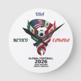 Global fotboll Nordamerika 2026 väggklocka