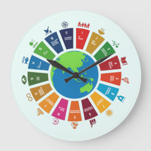 Global Goals UN 2030 Square Wall Clock Stor Klocka