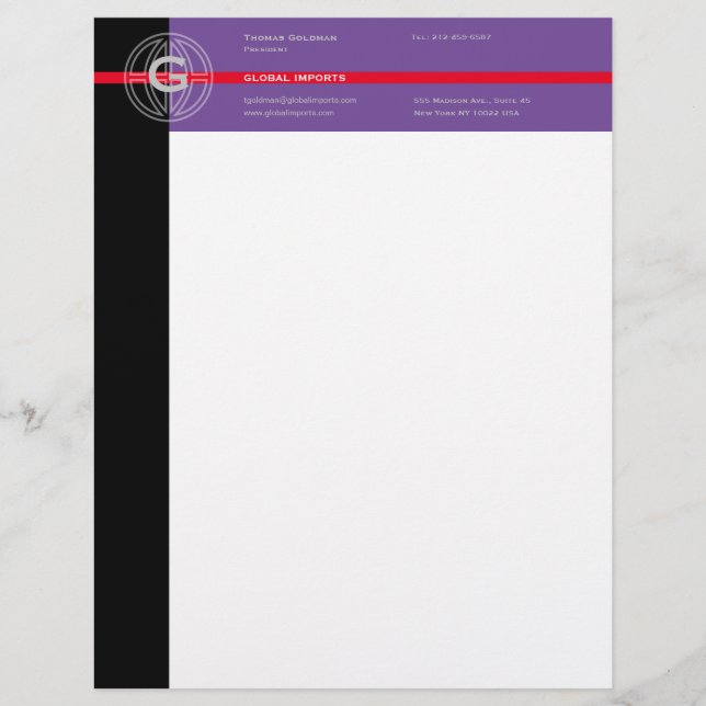 Global Importera Letterhead Brevhuvud (Framsida)