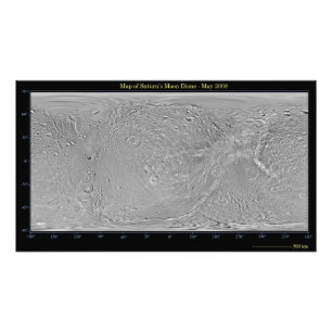 Global karta av Saturns måne Dione Fototryck