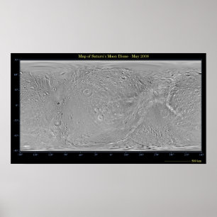 Global karta av Saturns måne Dione Poster