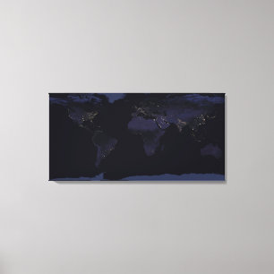 Global Karta Earth's City Ljus på natten. Canvastryck