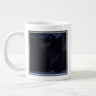Global Karta Earth's City Ljus på natten. Jumbo Mugg