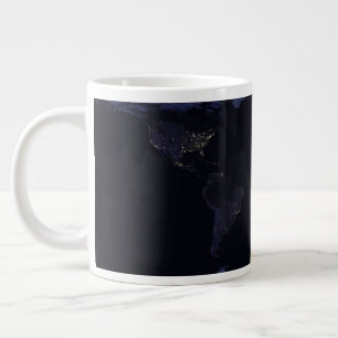 Global Karta Earth's City Ljus på natten. Jumbo Mugg
