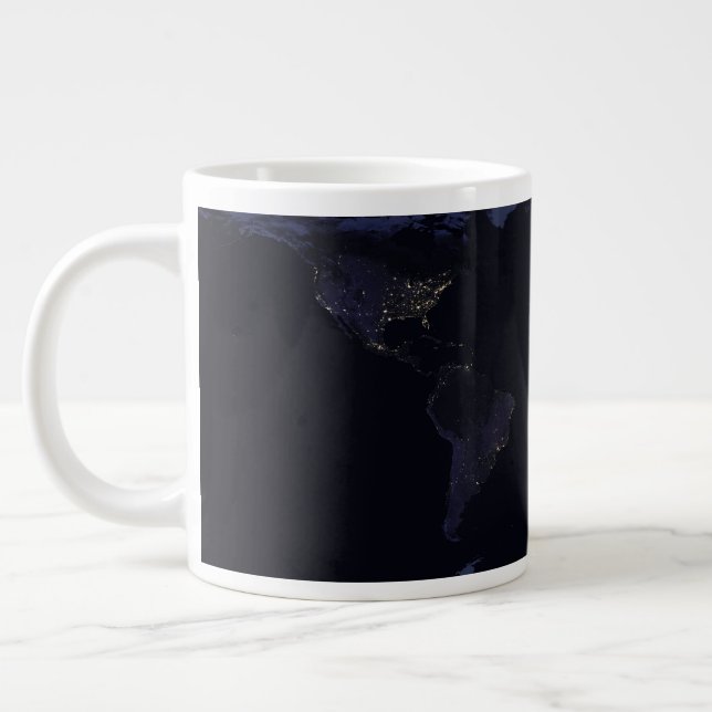 Global Karta Earth's City Ljus på natten. Jumbo Mugg (Vänster)